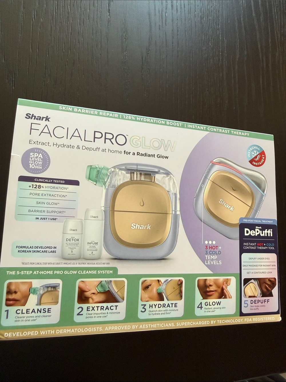 Shark FacialPro Extract Glow + DePuff Hydrating Facial System NEW